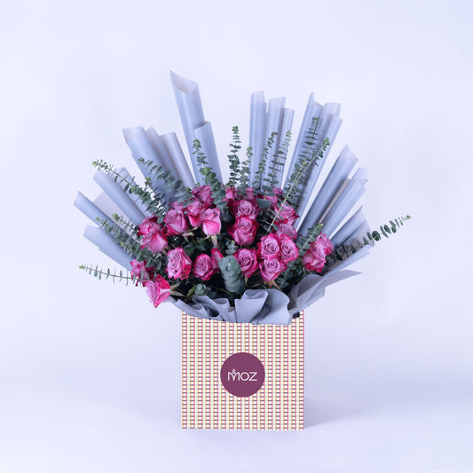 Magenta | Purple Roses & Eucalyptus Leaves