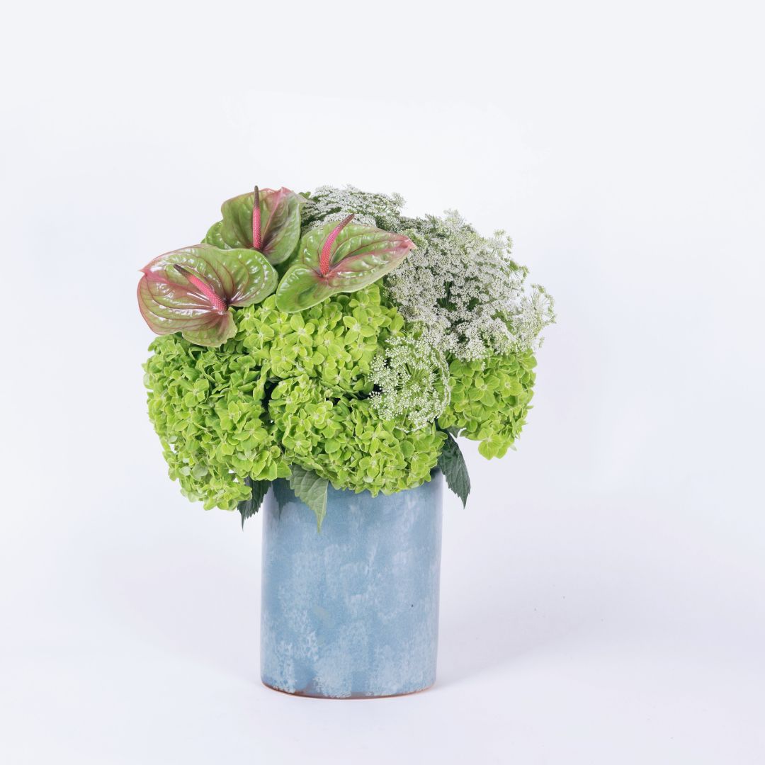 Verdant | Green Hydrangea & Anthuriums Flower Arrangement
