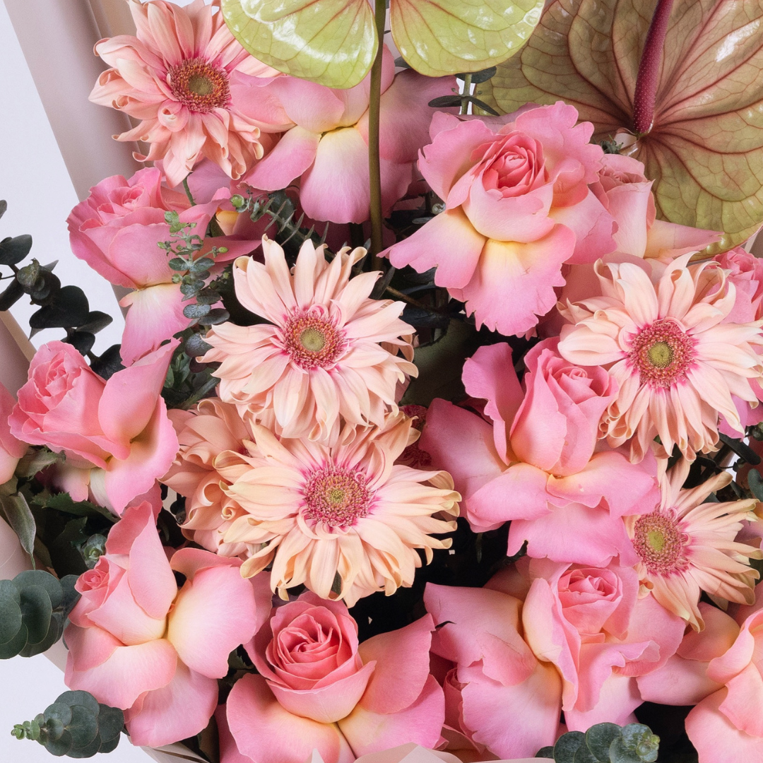 Rosbera | Pink Roses, Gerbera & Anthurium Bouquet