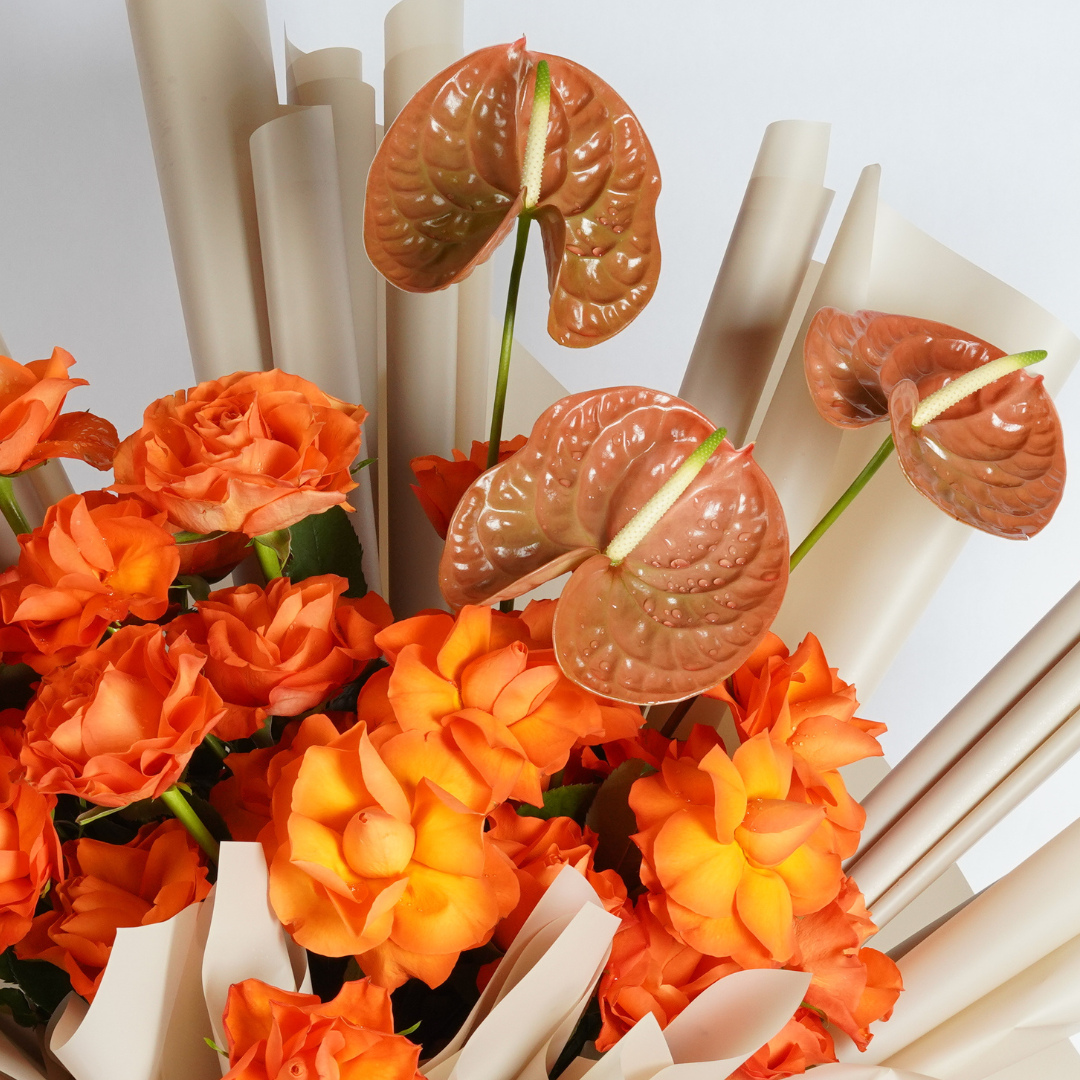 Tangerine | Orange Roses & Anthuriums Bouquet