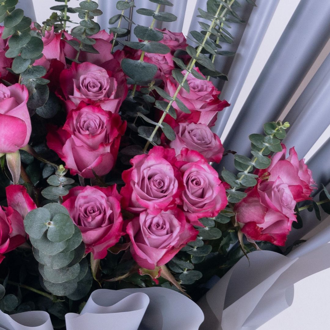 Magenta | Purple Roses & Eucalyptus Leaves