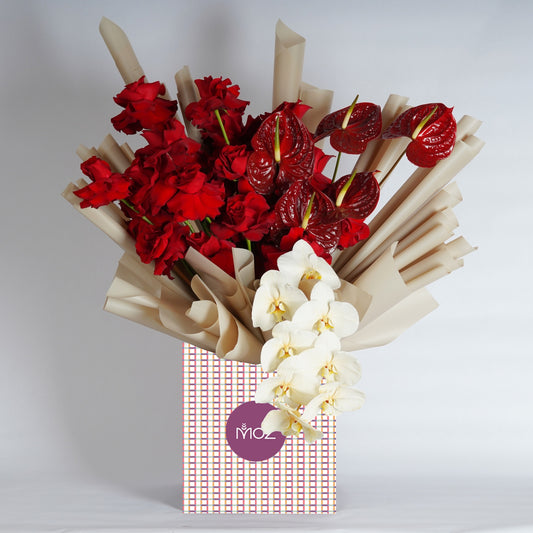 Royal Red | Red Roses & Anthuriums Bouquet