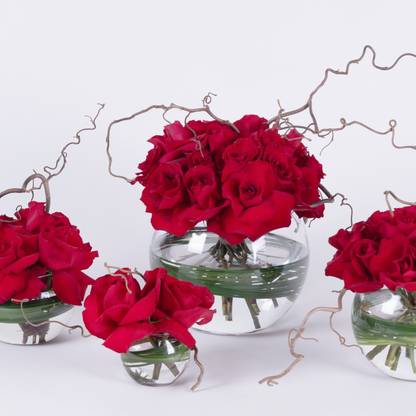 Red Roses Set with Wooden Sticks