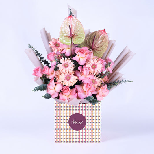Rosbera | Pink Roses, Gerbera & Anthurium Bouquet