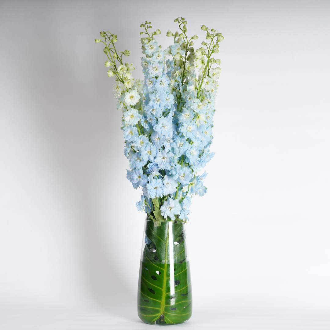 blue flower arrangement
