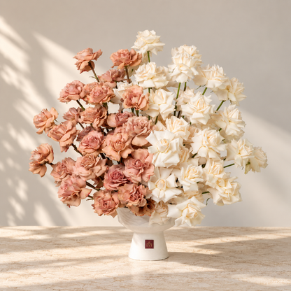 Latte and Cream Grande Roses Flower Arrangement