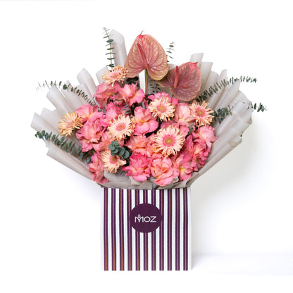 Rosbera | Pink Roses, Gerbera & Anthurium Bouquet