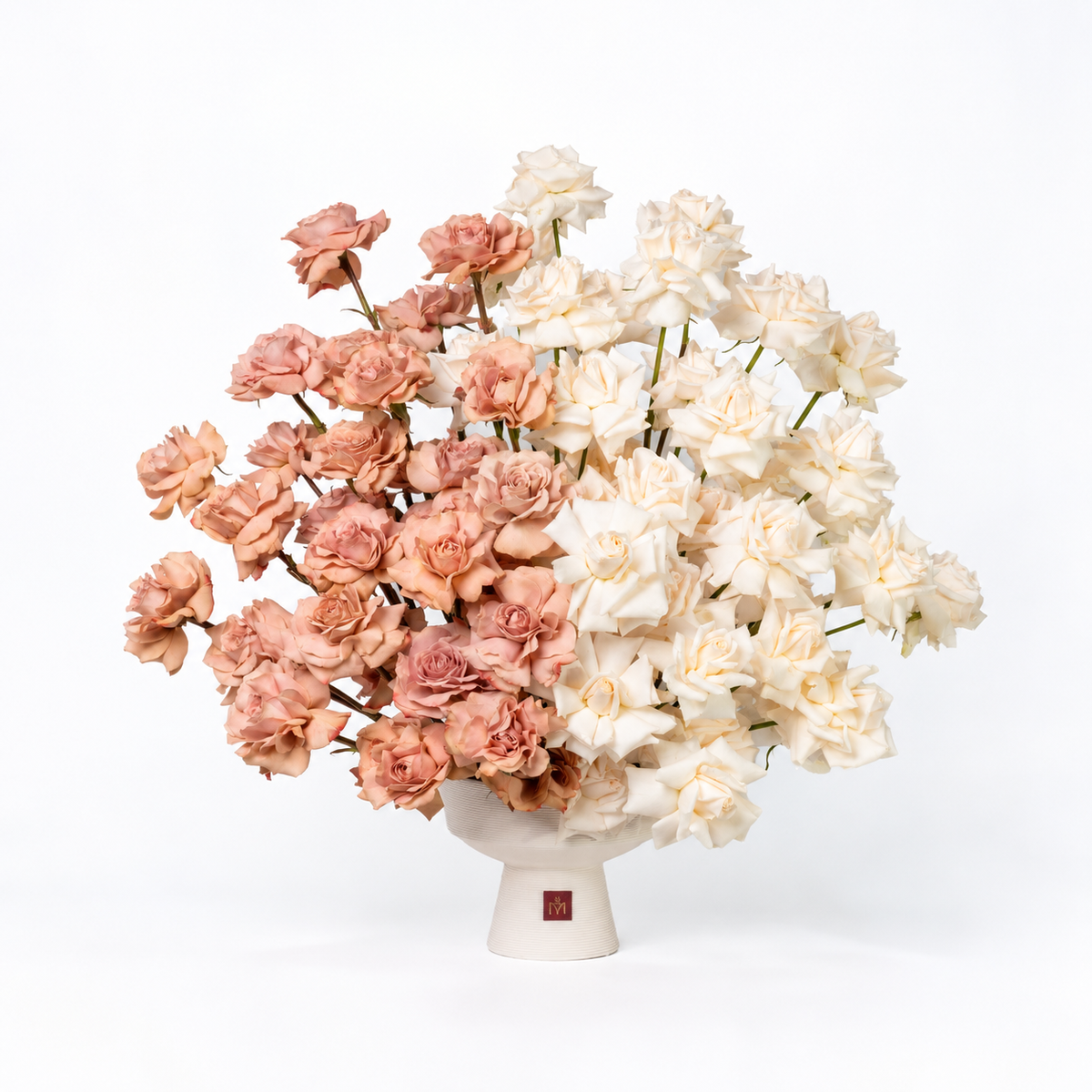 Latte and Cream Grande Roses Flower Arrangement