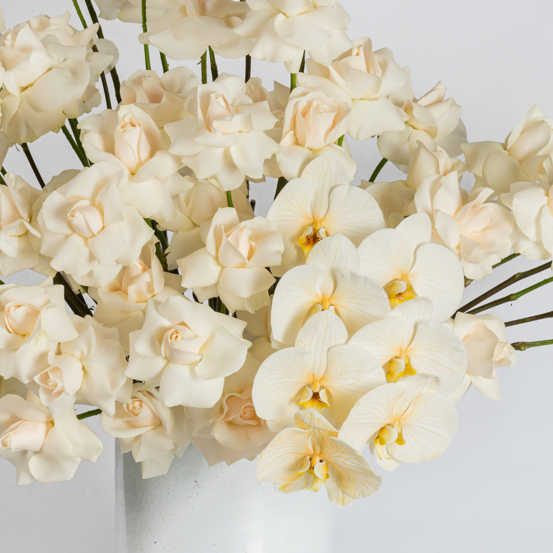 white roses flower arrangement 