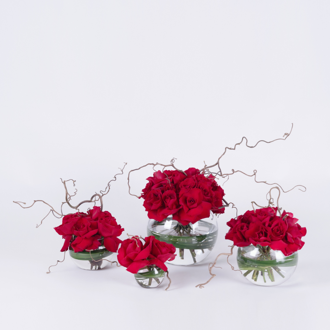 Red Roses Set with Wooden Sticks