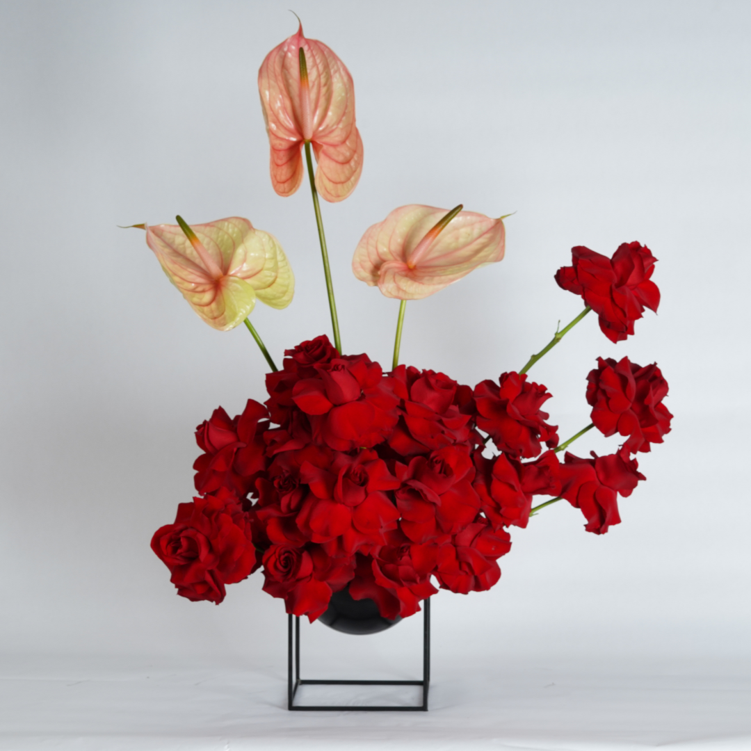red flower arrangement 