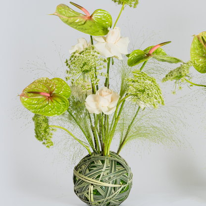 green and ivory flowers